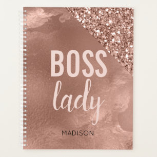 Persoonlijke Roze Gouden Glitter Roze Baas Dame Planner