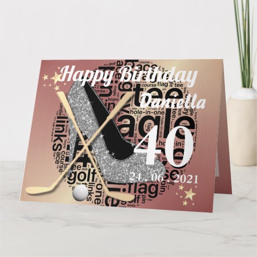 Persoonlijke roze gouden golf verjaardagskaart voo kaart (Voorkant)
