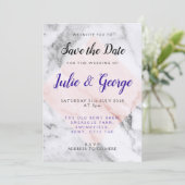 Persoonlijke Roze Gouden Marmeren Save the Date Kaart (Staand voorkant)