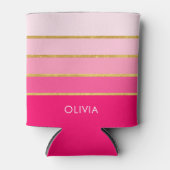 Persoonlijke Roze & Gouden Naam Blikjeskoeler (Voorkant)