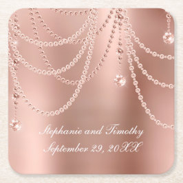 Persoonlijke Roze Gouden Parels Diamanten Bling Br Kartonnen Onderzetters