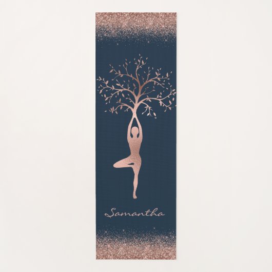 Persoonlijke Roze Gouden Tree Pose Namaste Yogamat (Voorkant)