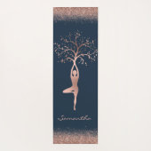 Persoonlijke Roze Gouden Tree Pose Namaste Yogamat (Achterkant)