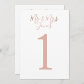 Persoonlijke Roze Gouden Trouwtafel Nummers Kaart (Voorkant / Achterkant)
