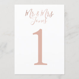 Persoonlijke Roze Gouden Trouwtafel Nummers Kaart