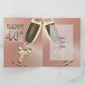 Persoonlijke Roze Gouden Verjaardagskaart 40 Jaar Kaart (Binnen)