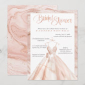 Persoonlijke Roze Gouden Waterverf Bruidsdouche Kaart (Voorkant / Achterkant)