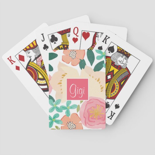 Persoonlijke Roze Groen Blauwe Chic Speelkaarten (Achterkant)