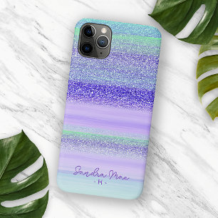 Persoonlijke Roze Groen Blauwe Paarse Streep Kunst Case-Mate iPhone Case