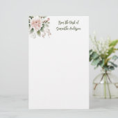 Persoonlijke Roze Groene Bloemstuk Vanuit het bure Briefpapier (Staand voorkant)