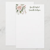 Persoonlijke Roze Groene Bloemstuk Vanuit het bure Briefpapier (Voorkant / Achterkant)