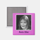 Persoonlijke roze groet aangepaste foto en tekst magneet (Voorkant / Achterkant)