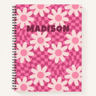 Persoonlijke Roze Groovy Madeliefjes Retro Bloemen Notitieboek
