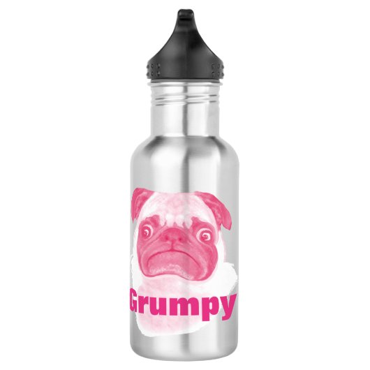 Persoonlijke ROZE Grumpy Puggy Pug Waterfles (Rechts)