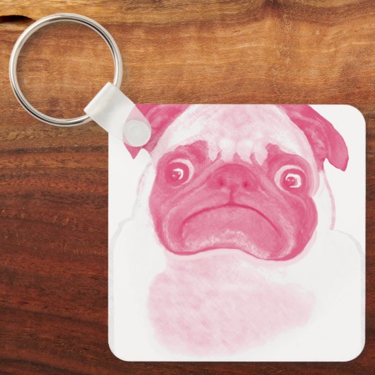 Persoonlijke ROZE Grumpy Puggy Sleutelhanger (Voorkant)