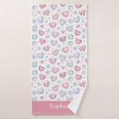 Persoonlijke Roze Hart Kinderen Badhanddoek (Badhanddoek)