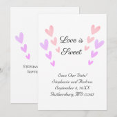 Persoonlijke Roze Hart Liefde Is Zoet Bruiloft Save The Date (Voorkant / Achterkant)