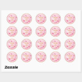 Persoonlijke Roze Harten "Dank Je" Ronde Sticker (Vel)