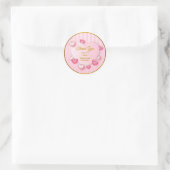 Persoonlijke Roze Harten "Dank Je" Ronde Sticker (Tas)