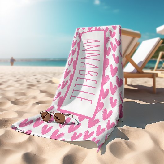Persoonlijke Roze Harten Strandlaken