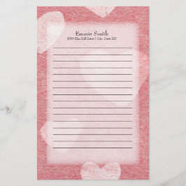 Persoonlijke Roze Harten Waterverf Briefpapier