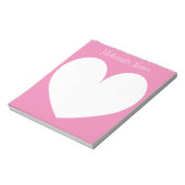 Persoonlijke roze hartintelingen met notitiepaden notitieblok (Linkerzijde)