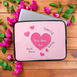 Persoonlijke Roze Hartjes Laptop Hoes