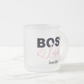 Persoonlijke roze-hartsdame koffie matglas koffiemok (Voorkant rechts)