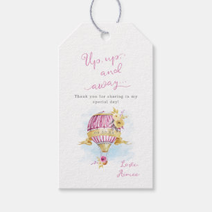 Persoonlijke Roze Heet Lucht Ballon Baby Shower Cadeaulabel