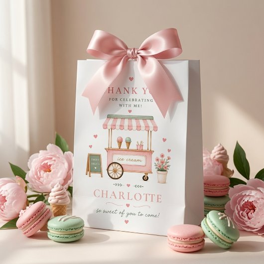 Persoonlijke Roze Ijs Verjaardag Medium Cadeauzakje