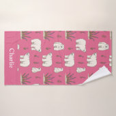 Persoonlijke Roze Ijsbeer Kinderen Badhanddoek (Badhanddoek)