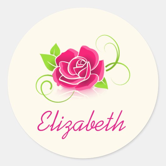 Persoonlijke roze illustratie ronde sticker (Voorkant)