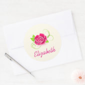 Persoonlijke roze illustratie ronde sticker (Envelop)
