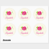 Persoonlijke roze illustratie ronde sticker (Vel)