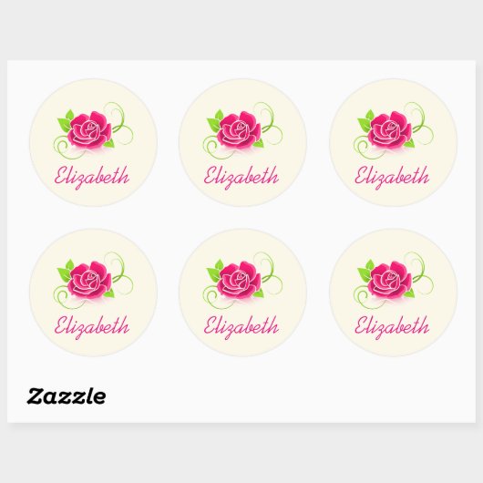 Persoonlijke roze illustratie ronde sticker (Vel)