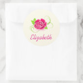 Persoonlijke roze illustratie ronde sticker (Tas)