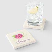 Persoonlijke roze illustratie stenen onderzetter (Zijkant)