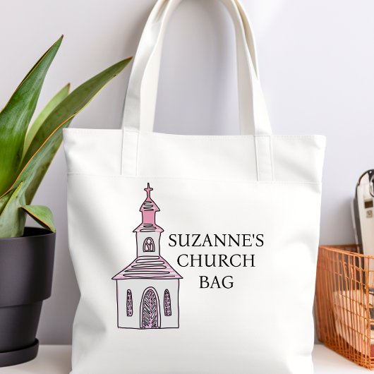 Persoonlijke Roze Kerktas Tote Bag