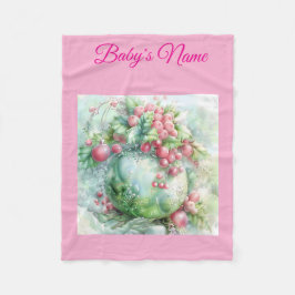 Persoonlijke roze kerst babydeken met vintage uits fleece deken