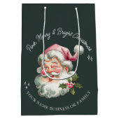 Persoonlijke Roze Kerstman Sinterklaas retro Medium Cadeauzakje (Achterkant)
