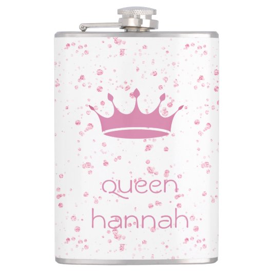 Persoonlijke Roze Kroon Koningin Heupfles (Voorkant)