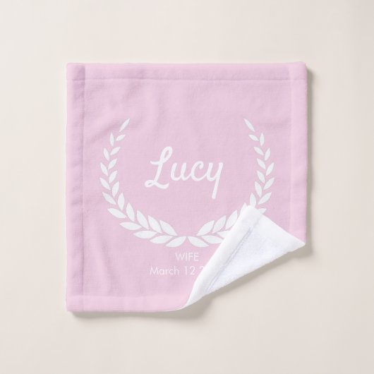 Persoonlijke Roze Lauwerkrans Waslap Handdoek Set (Wasdoekje)