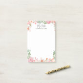 Persoonlijke Roze Lente Bloemen Post-it® Notes (Op bureau)