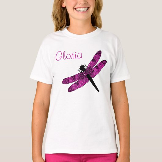 Persoonlijke Roze Libel T-shirt (Voorkant)