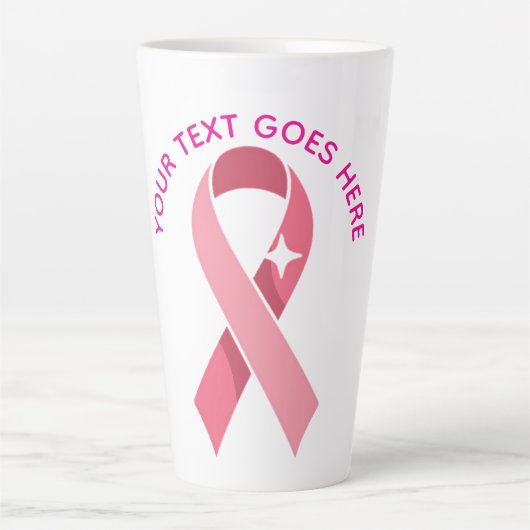 Persoonlijke Roze Lint Borstkanker Bewustzijn Latte Mok (Voorkant)
