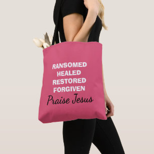 Persoonlijke Roze LOOF JESUS Christelijk Tote Bag