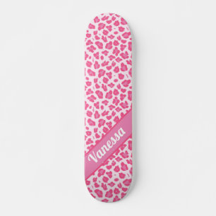 Persoonlijke roze luipaard afdrukken - Meisjesskat Persoonlijk Skateboard