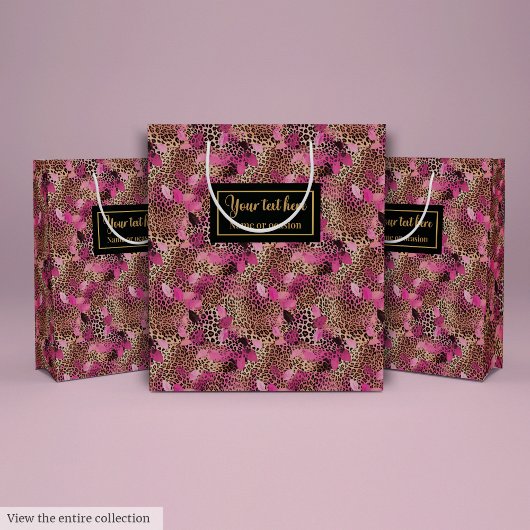Persoonlijke roze luipaardhuid cadeauverpakking medium cadeauzakje