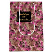 Persoonlijke roze luipaardhuid cadeauverpakking medium cadeauzakje (Achterkant)