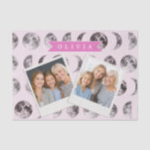 Persoonlijke Roze Maanfase Hemelse Naam Cadeau Tissuepapier (Voorkant)